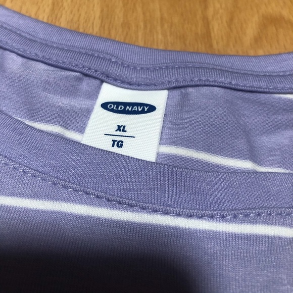 Old navy lavender and white striped shirt (XL) - Picture 3 of 3